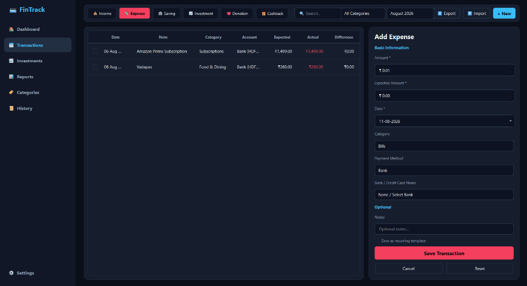 FinTrack: Monthly Budget Tracker & Financial Analytics screenshot 2